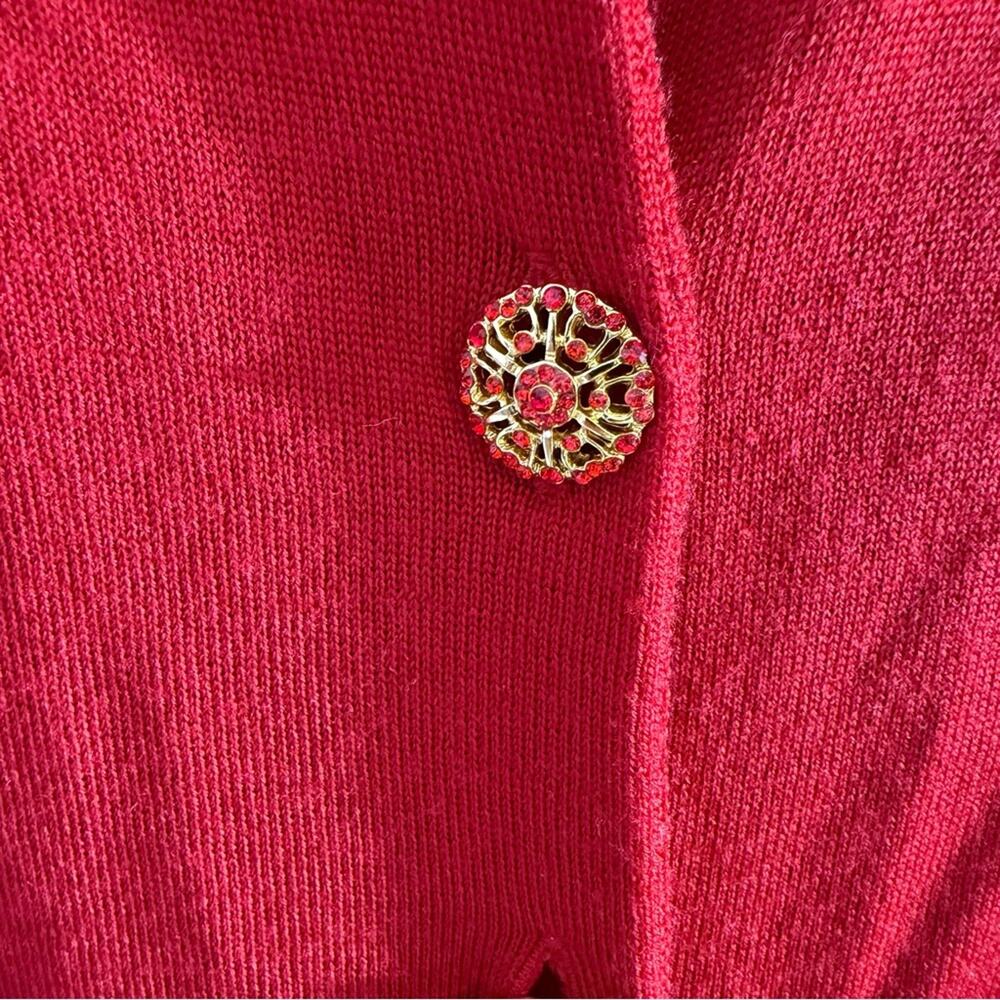 Talbots Red Merino Wool Cardigan with Decorative Buttons Small Petite - Picture 7 of 9